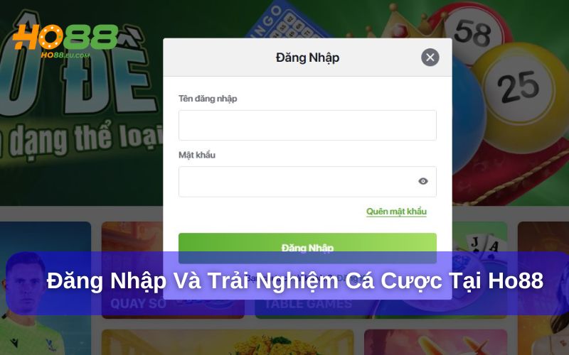 Đăng nhập sau khi đăng ký thành công tài khoản Ho88