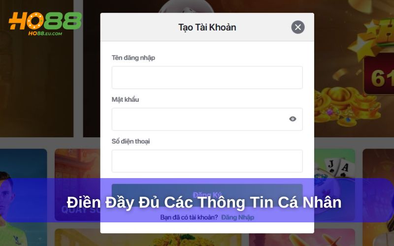 Người chơi điền chính xác, đầy đủ thông tin cá nhân