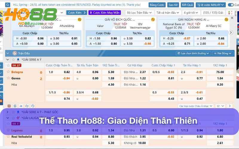 Thể Thao Ho88 sở hữu giao diện dễ dùng 