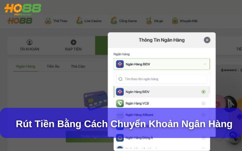 Rút tiền bằng cách chuyển khoản ngân hàng
